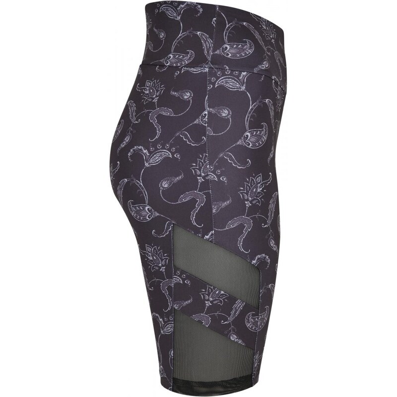 URBAN CLASSICS Ladies High Waist Tech Mesh AOP Cycle Shorts - blackpaisley