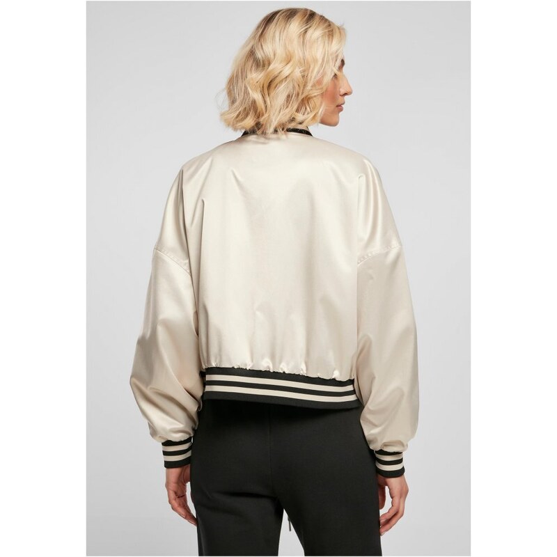 URBAN CLASSICS Ladies Short Oversized Satin College Jacket - softseagrass