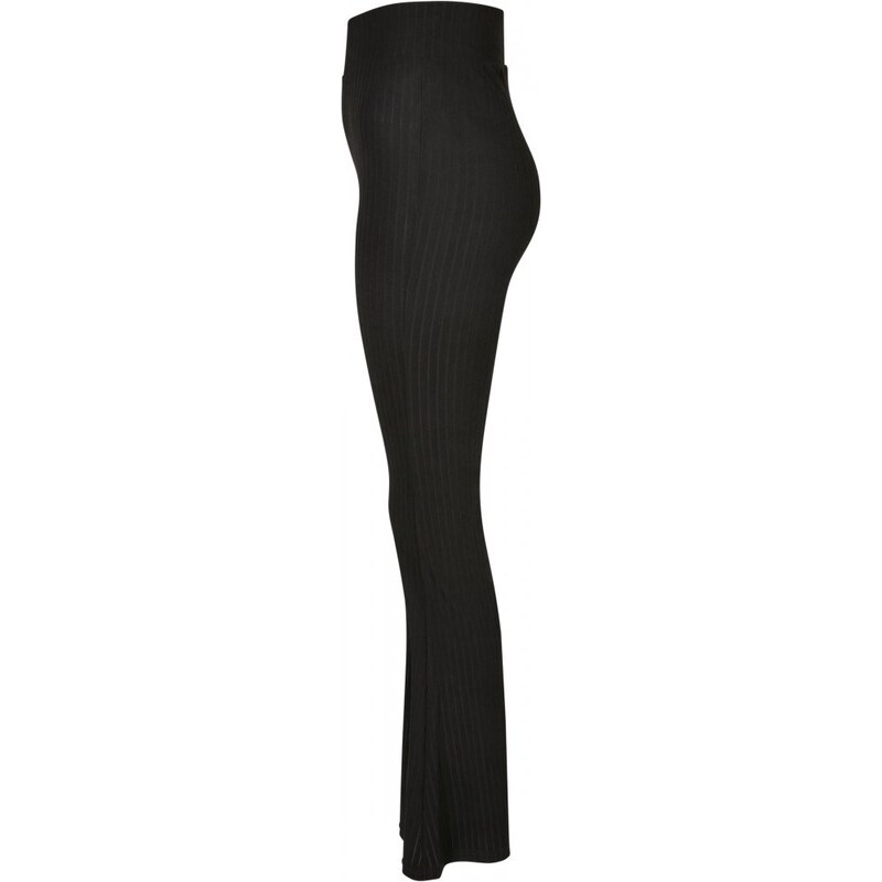 URBAN CLASSICS Ladies High Waist Rib Flared Leggings - black
