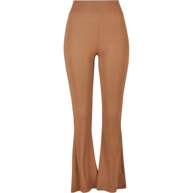 URBAN CLASSICS Ladies High Waist Rib Flared Leggings - darktaupe 73745318