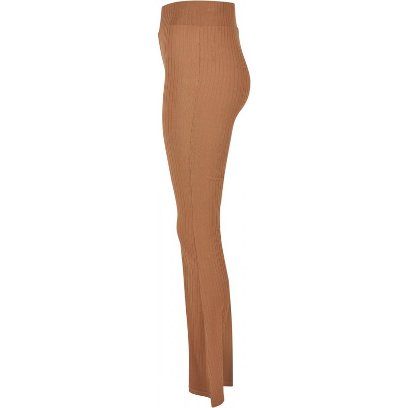 URBAN CLASSICS Ladies High Waist Rib Flared Leggings - darktaupe