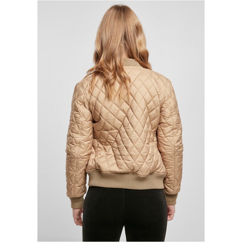 URBAN CLASSICS Ladies Diamond Quilt Nylon Jacket - unionbeige