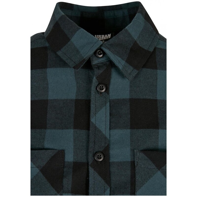 URBAN CLASSICS Ladies Turnup Checked Flanell Shirt - jasper/black