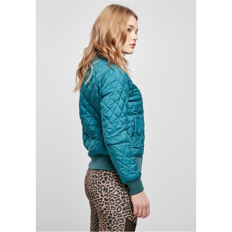 URBAN CLASSICS Ladies Diamond Quilt Nylon Jacket - jasper