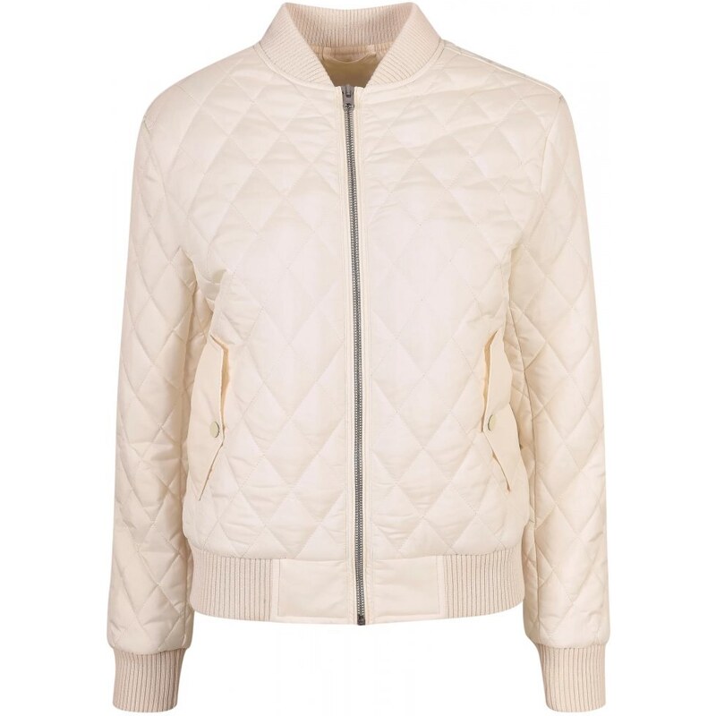 URBAN CLASSICS Ladies Diamond Quilt Nylon Jacket - whitesand