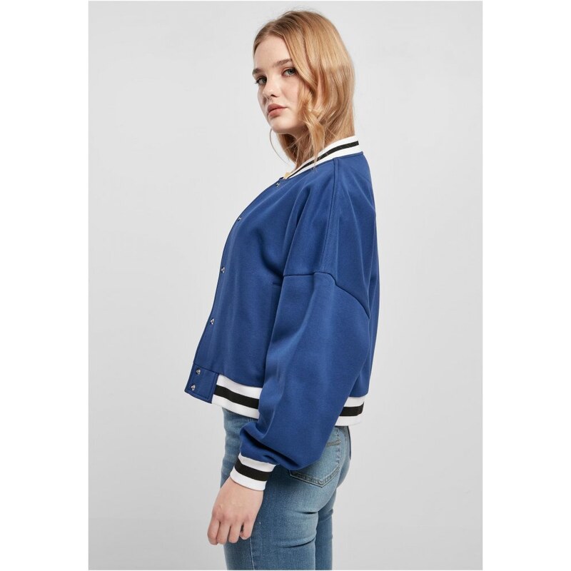 URBAN CLASSICS Ladies Oversized College Sweat Jacket - spaceblue