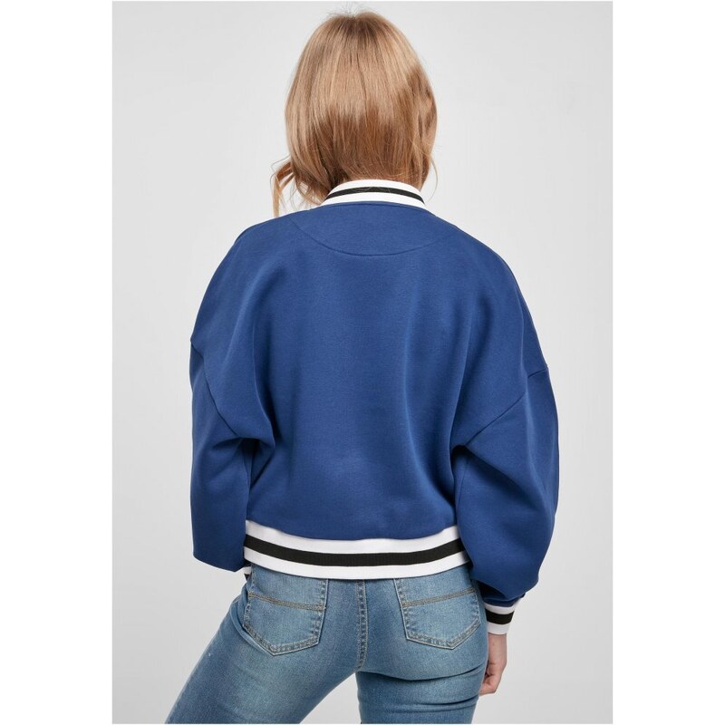 URBAN CLASSICS Ladies Oversized College Sweat Jacket - spaceblue