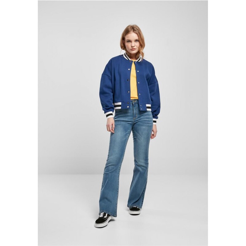 URBAN CLASSICS Ladies Oversized College Sweat Jacket - spaceblue