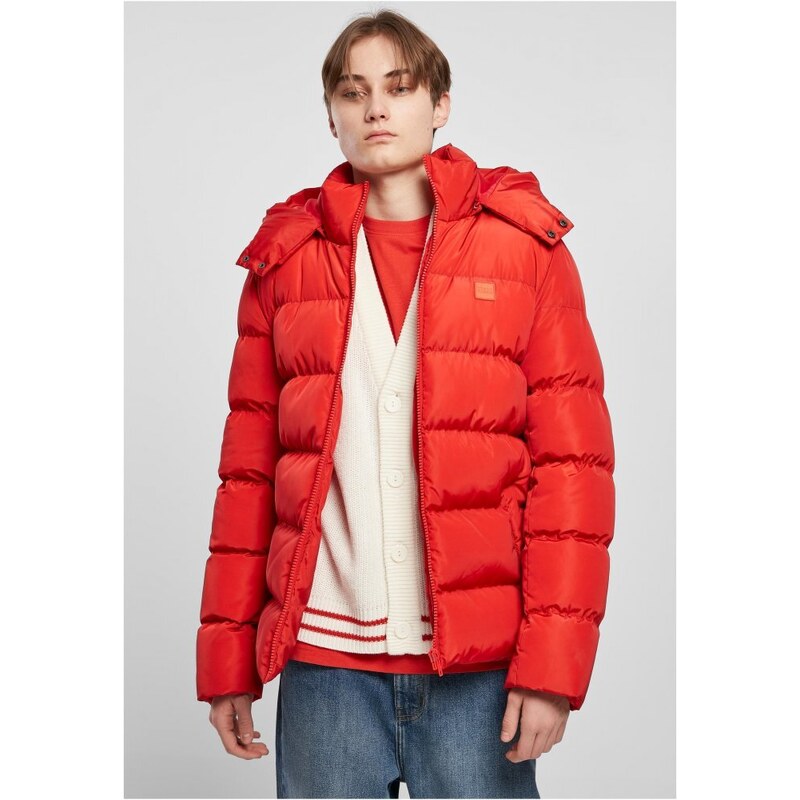 Pánská prošívaná zimní bunda Urban Classics Hooded Puffer - červená