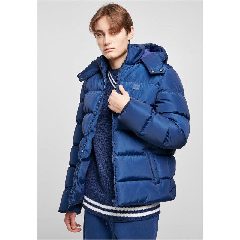 Pánská zimní bunda Urban Classics Hooded Puffer Jacket - modrá