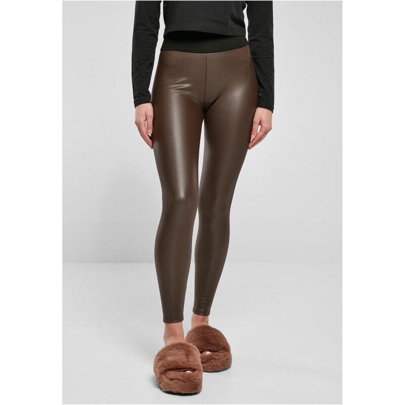 URBAN CLASSICS Ladies Faux Leather High Waist Leggings - brown