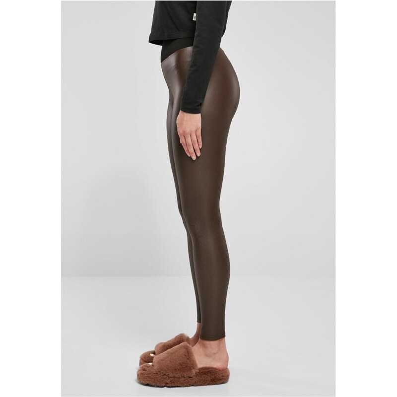URBAN CLASSICS Ladies Faux Leather High Waist Leggings - brown