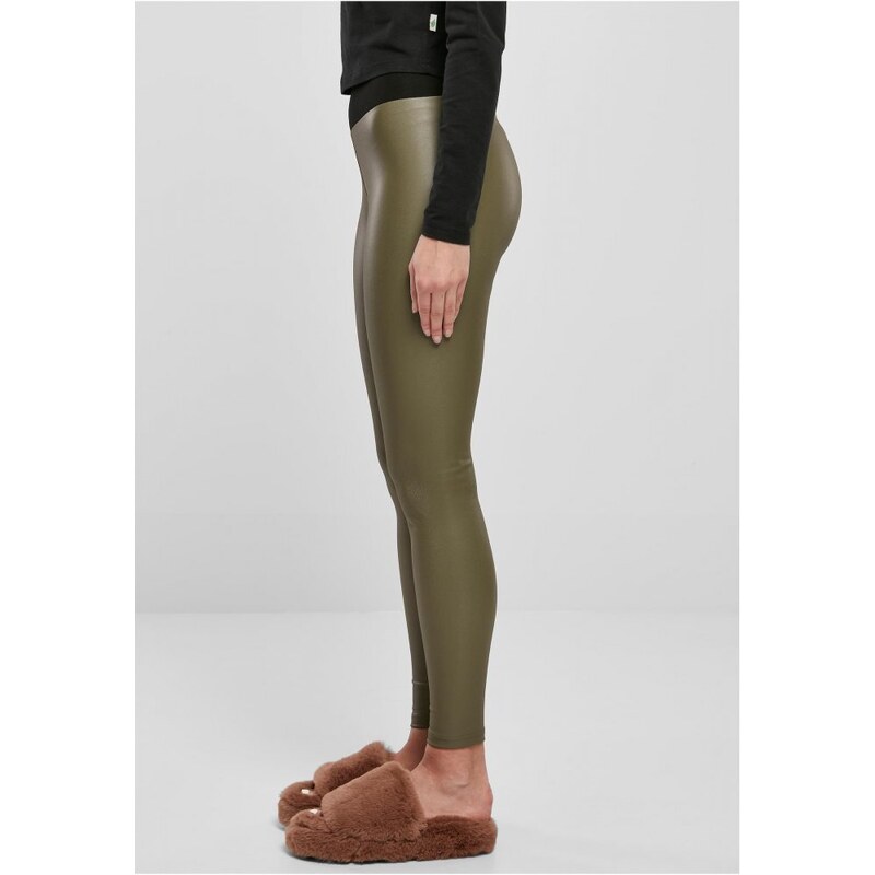 URBAN CLASSICS Ladies Faux Leather High Waist Leggings - olive