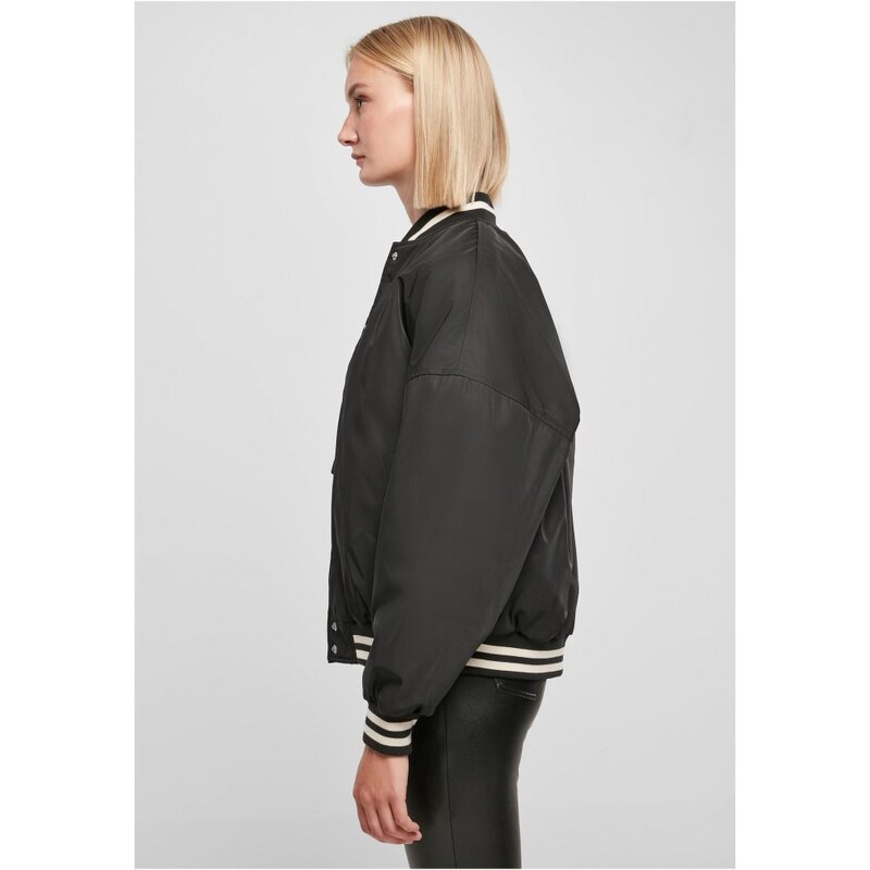 URBAN CLASSICS Ladies Oversized Recycled College Jacket - black