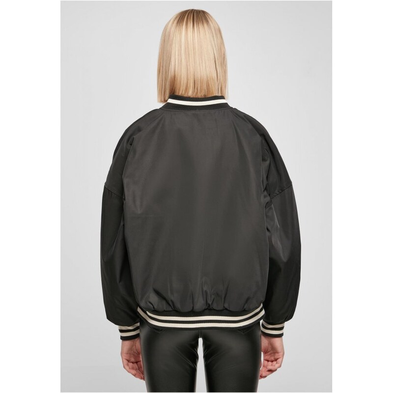 URBAN CLASSICS Ladies Oversized Recycled College Jacket - black