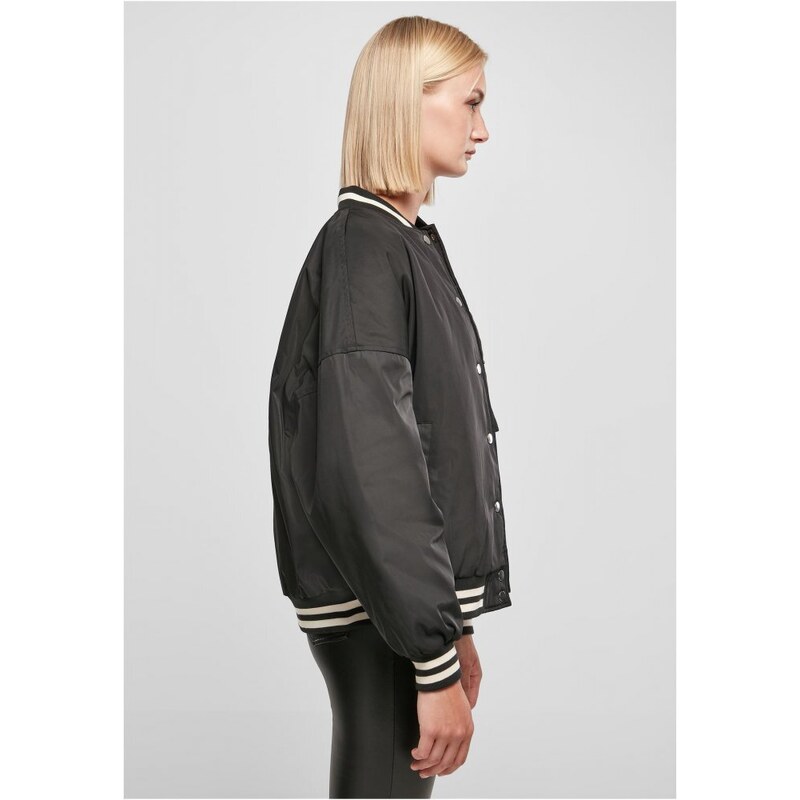 URBAN CLASSICS Ladies Oversized Recycled College Jacket - black