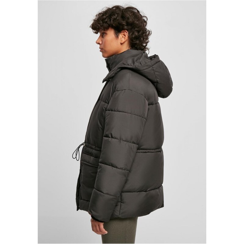 URBAN CLASSICS Ladies Waisted Puffer Jacket - black