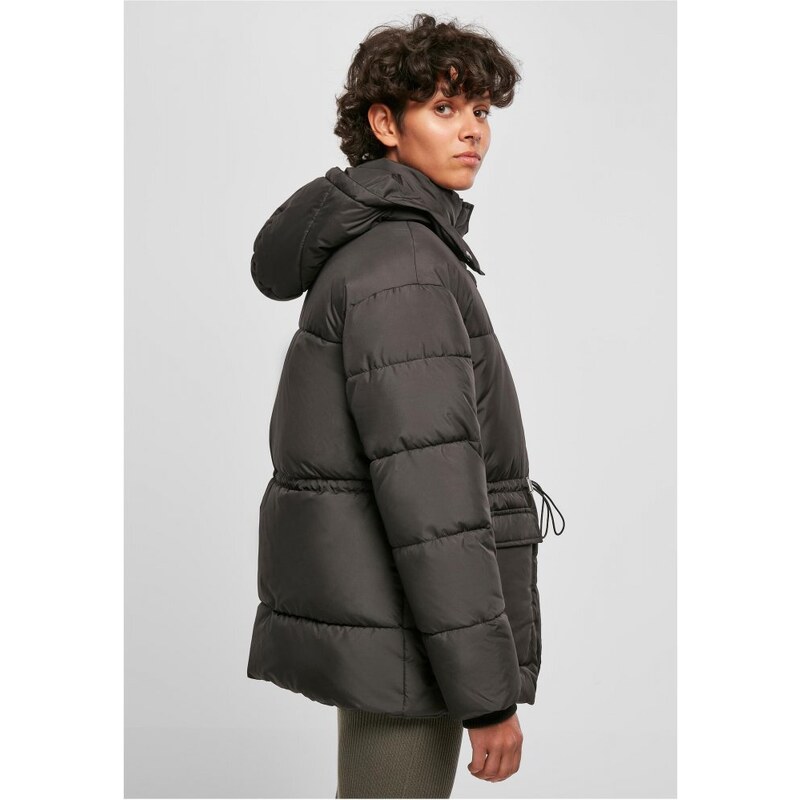 URBAN CLASSICS Ladies Waisted Puffer Jacket - black