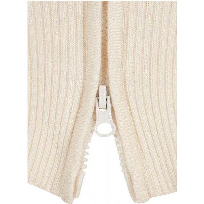 URBAN CLASSICS Ladies Cropped Rib Knit Zip Cardigan - whitesand