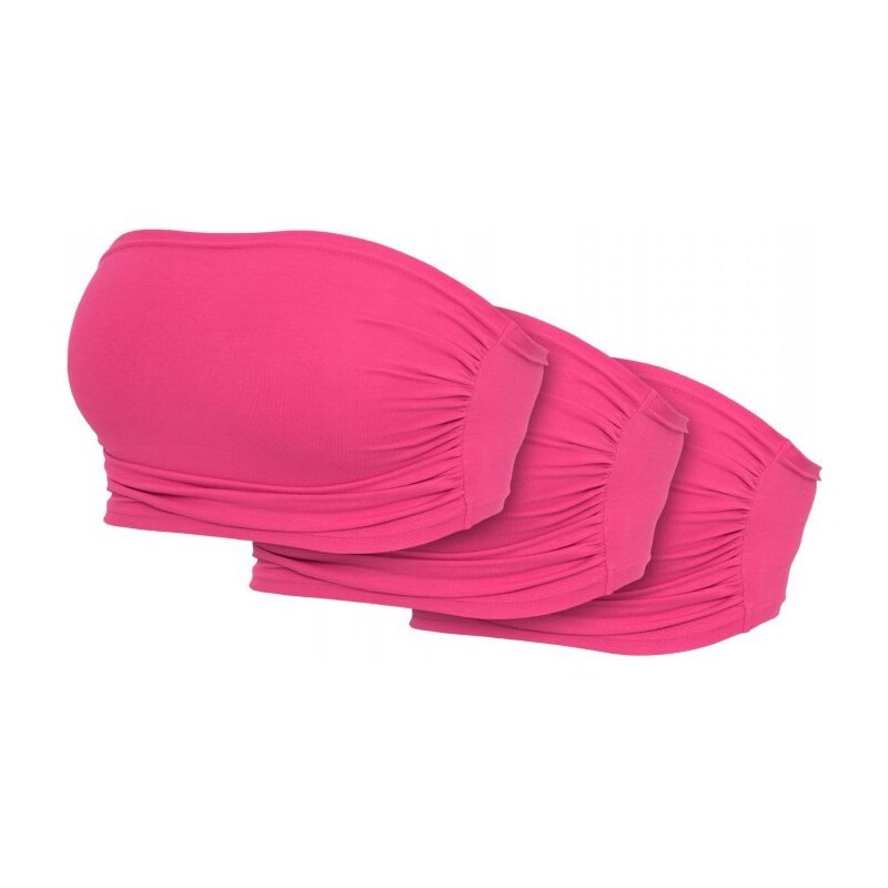 URBAN CLASSICS Ladies Bandeau Top 3-Pack - fuchsia+fuchsia+fuchsia