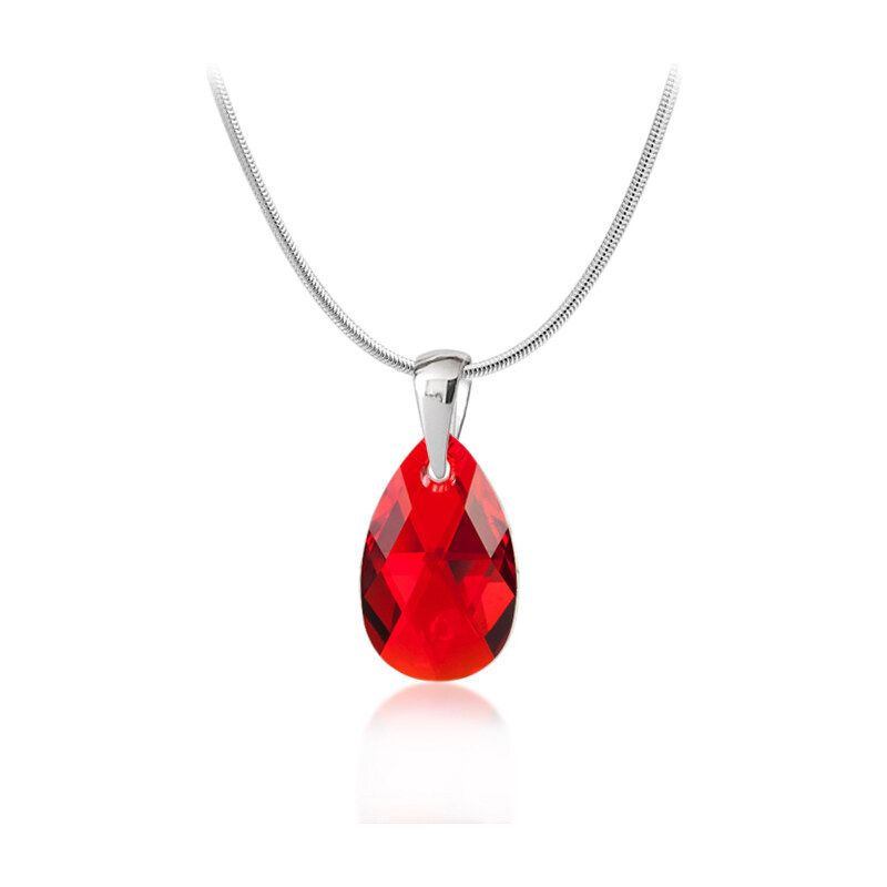 Jewellis ČR Jewellis ocelový náhrdelník ve tvaru kapky s krystalem Swarovski - Light Siam AB