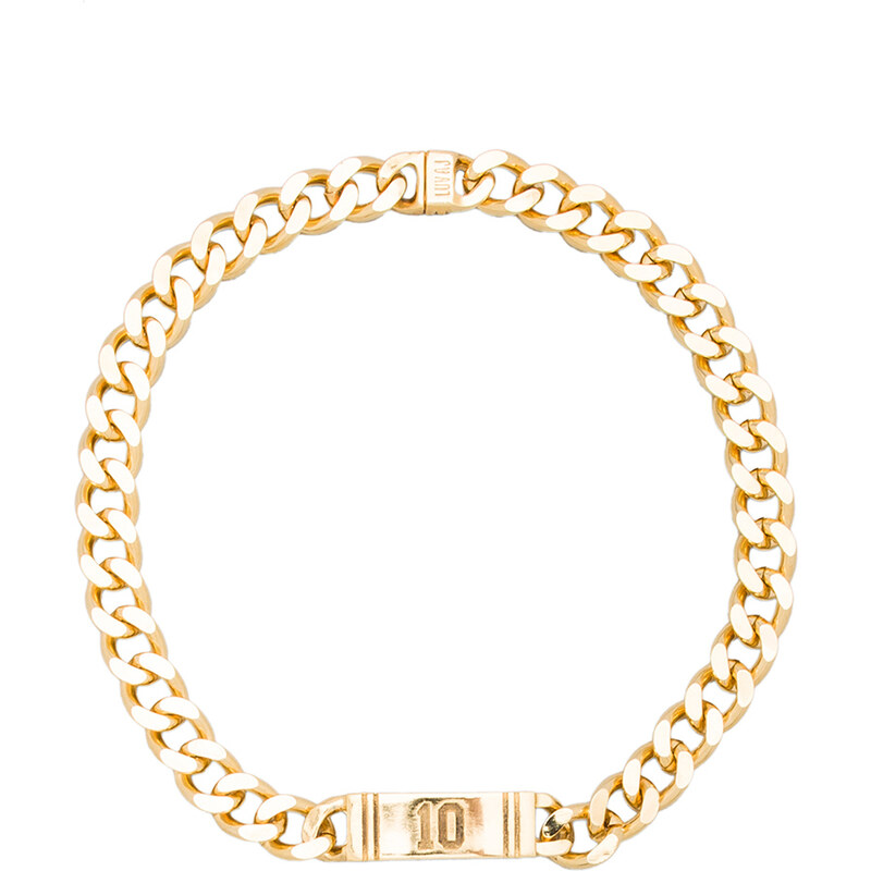 Luv AJ x REVOLVE "10" Engraved ID Necklace in Metallic Gold