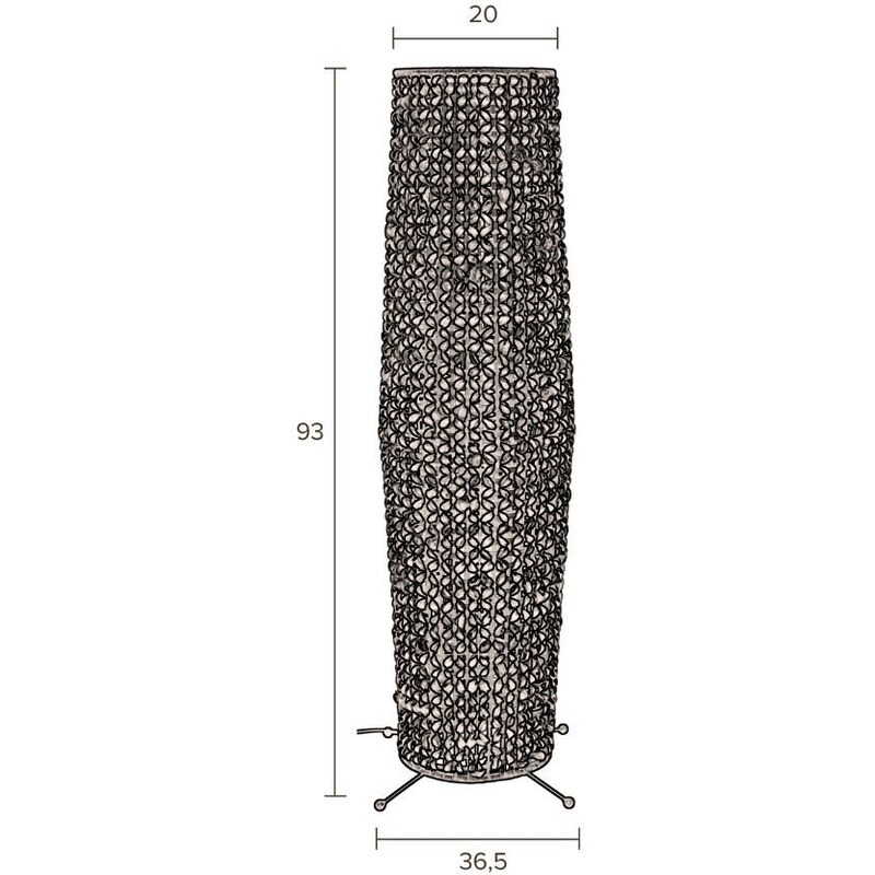 Černá kovová stojací lampa DUTCHBONE Hyacint 93 cm s výpletem