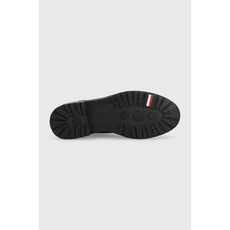 Semišové kotníkové boty Tommy Hilfiger Th Coin Flat Boot dámské, černá barva, na plochém podpatku