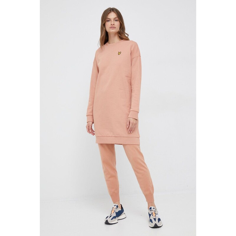 Bavlněné šaty Lyle & Scott oranžová barva, mini