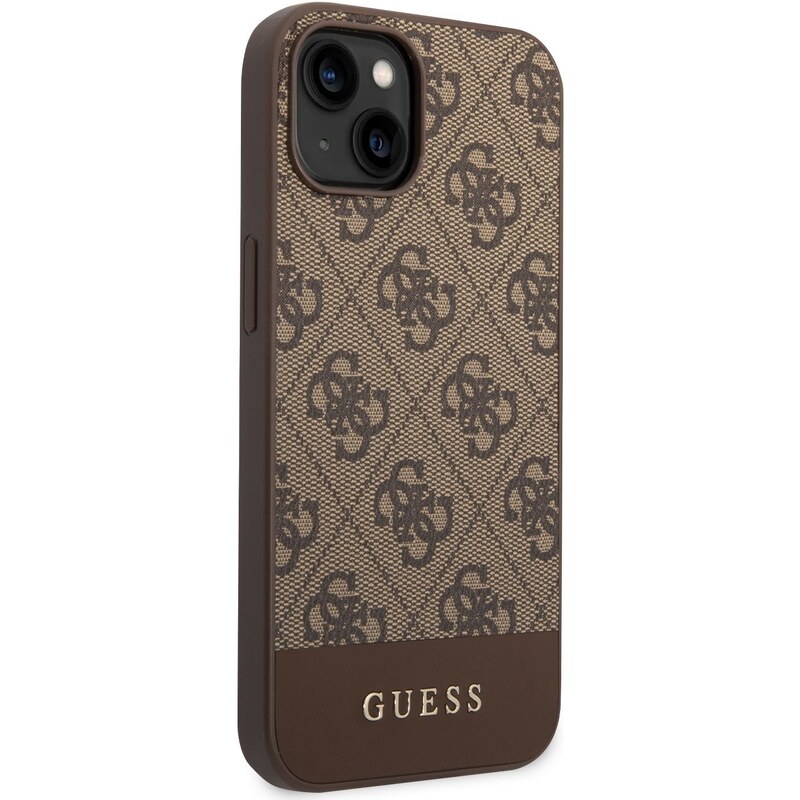 Ochranný kryt pro iPhone 14 - Guess, 4G Stripe Back Brown