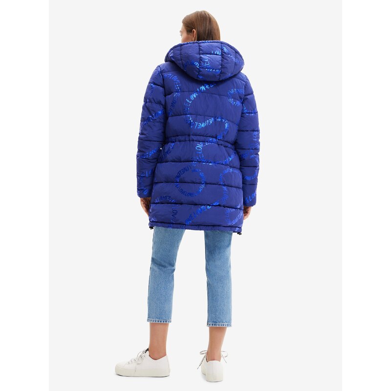Modrý dámský zimní prošívaný kabát Desigual Aarhus - Dámské