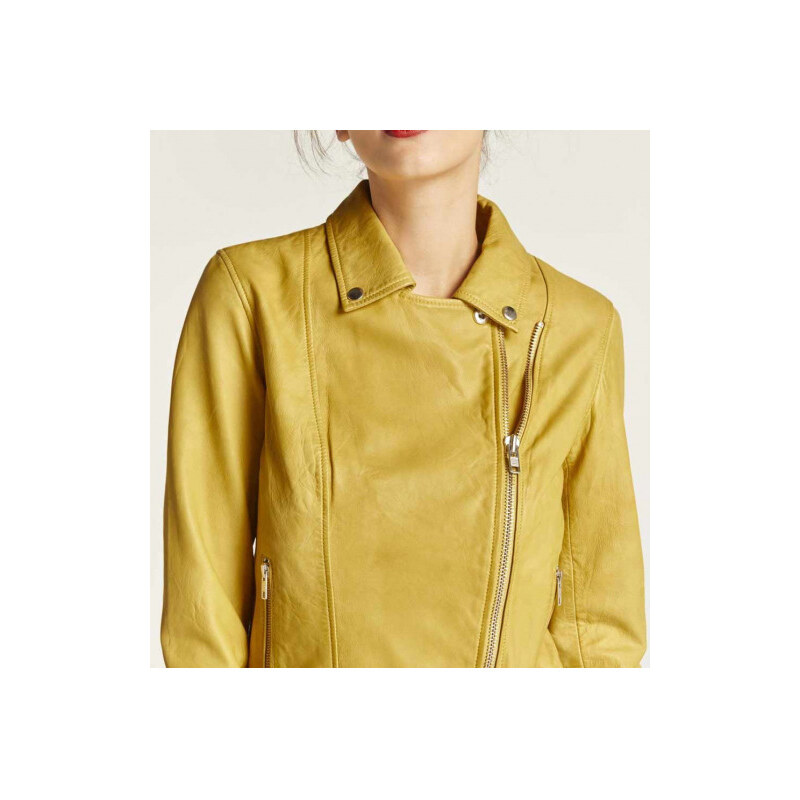 Žlutá dámská kožená bunda, HEINE (vel.42 skladem)