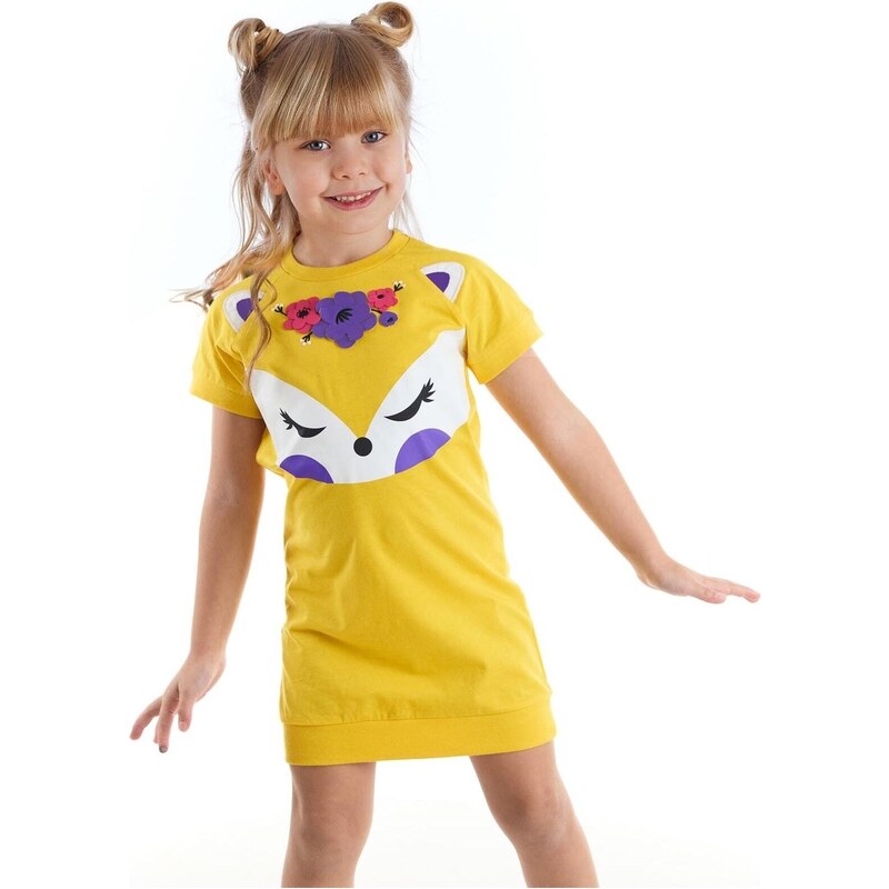 Denokids Yellow Fox Flower Girl Yellow Dress