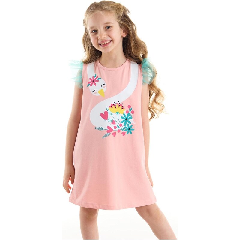 Denokids Romantic Swan Girl Pink Dress