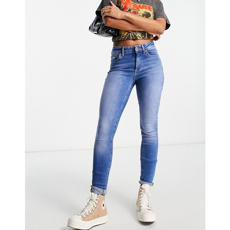ONLY Blush mid rise skinny jean in mid blue