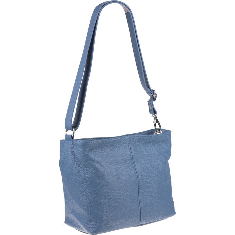 Modrá kožená italská crossbody kabelka Batilda Blu Chiaro