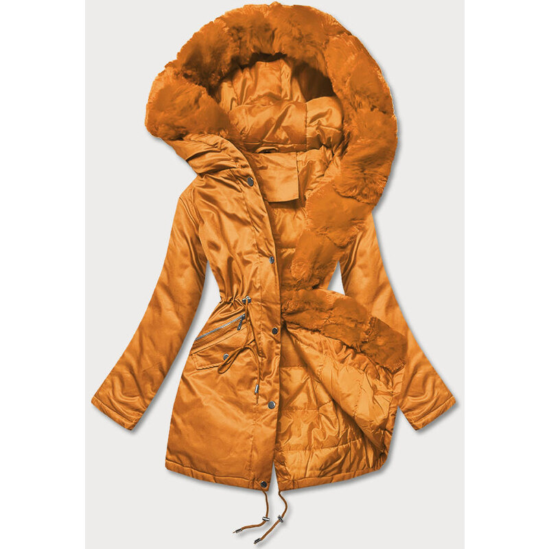 J.STYLE Dámská parka s kožešinou oranžová (5m762-254)