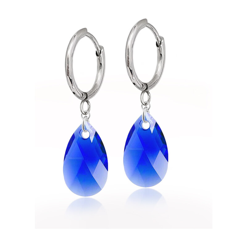 Jewellis ČR Jewellis Ocelové náušnice ve tvaru kapky s krystaly Swarovski - Majestic Blue