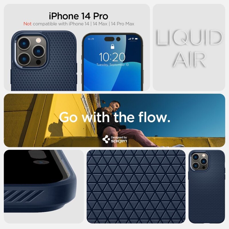 Ochranný kryt pro iPhone 14 Pro - Spigen, Liquid Air Navy Blue