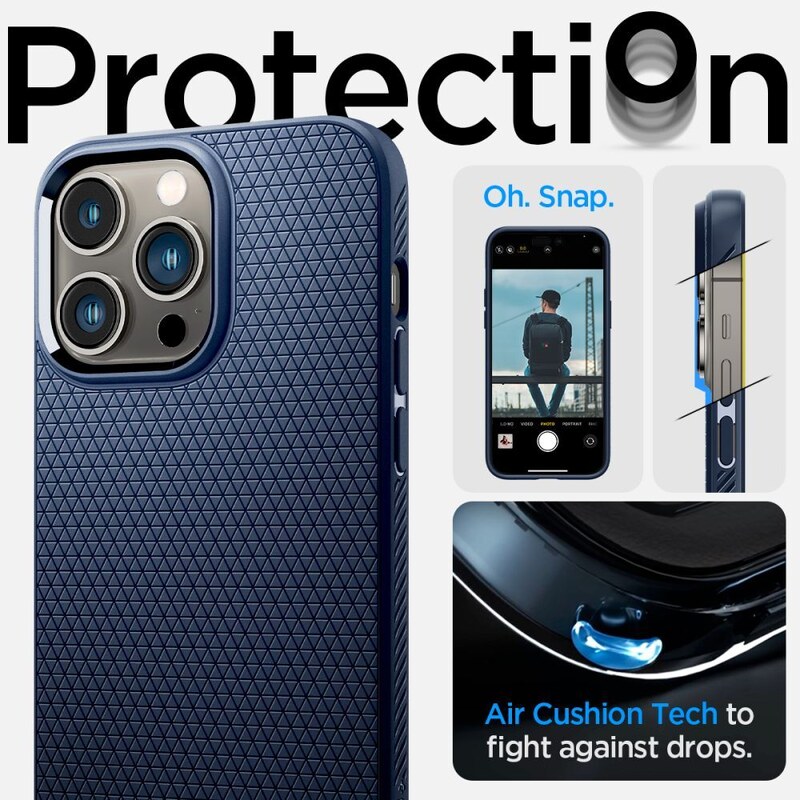 Ochranný kryt pro iPhone 14 Pro - Spigen, Liquid Air Navy Blue