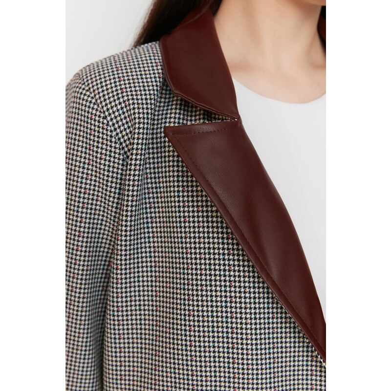 Trendyol Burgundy Double Breasted Woven Blazer Jacket