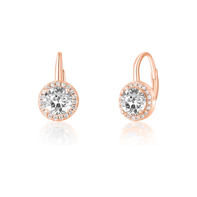 JVD Dámské stříbrné rose gold klasické náušnice se zirkony ryz.