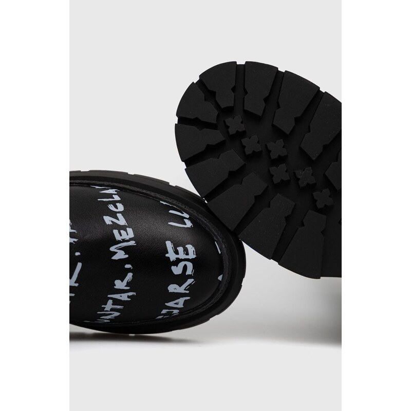 Boty s gumou Desigual dámské, černá barva, na plochém podpatku