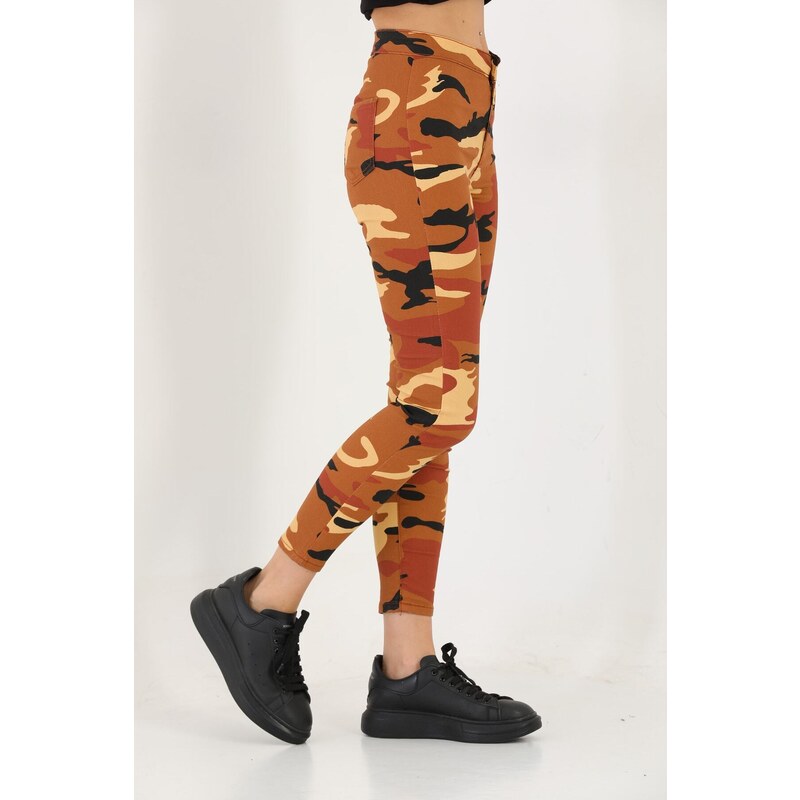 BİKELİFE Tile Camouflage Pattern Gabardine Leggings Trousers