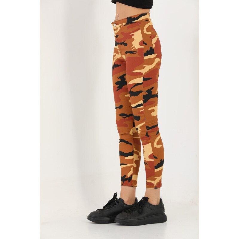 BİKELİFE Tile Camouflage Pattern Gabardine Leggings Trousers