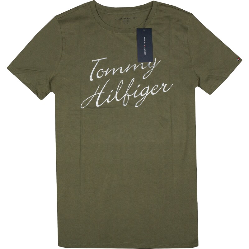 Tommy Hilfiger dámské tričko Logo signature zelené