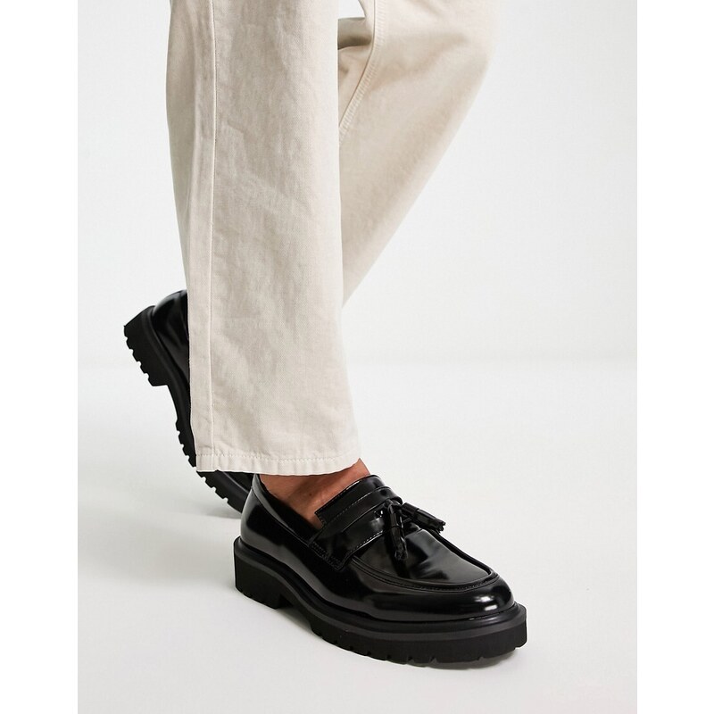 ASOS DESIGN tassel loafers in black faux leather