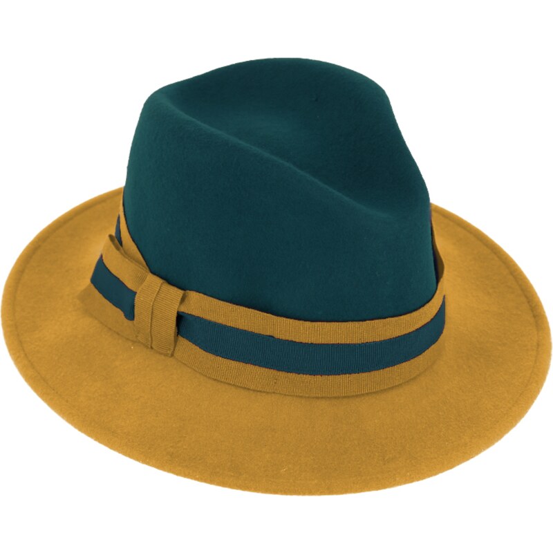 Dámský dvoubarevný plstěný klobouk od Fiebig - Aisha Petrol