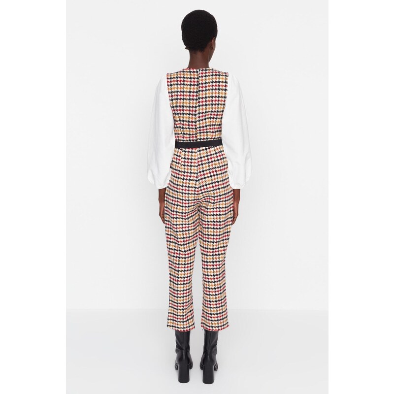 Trendyol Multicolored Belted Collar Detailed Woven Jumpsuit