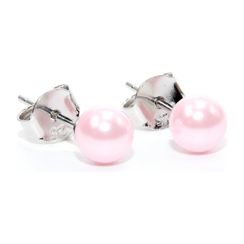 Rafity Stříbrné náušnice s růžovou perlou